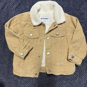 Old Navy Kids Tan Corduroy Jacket with Cream Sherpa Collar